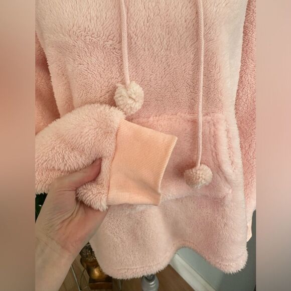 Rampage Women's Pink Pom Pom Plush Hoodie Pullover Sleeping Hoodie size M - Picture 3 of 7